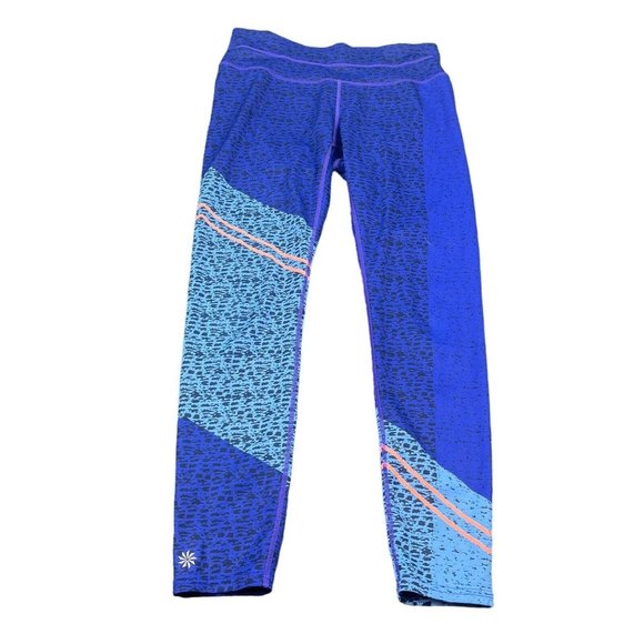 Athleta Purple Blue Asym Camo Print Sonar 7/8 Work Out Leggings Women's Size S - Picture 3 of 16